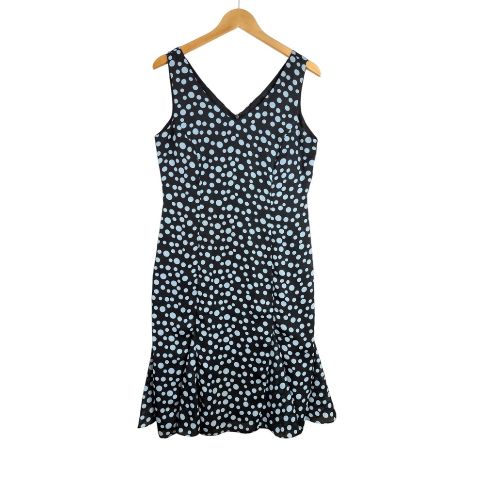 Danny & Nicole Polka Dot V-neck Dress size 8 Black/Blue